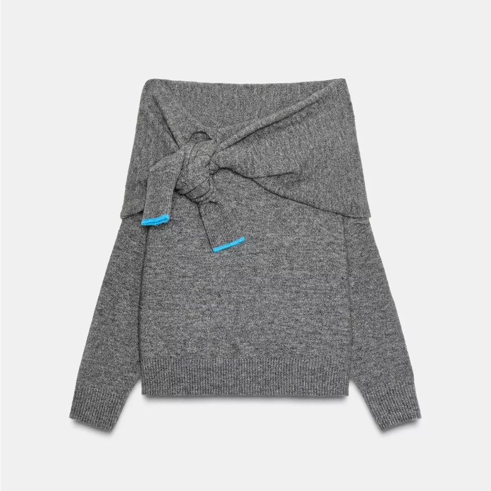 ZARA OFF-THE-SHOULDER KNIT SWEATER